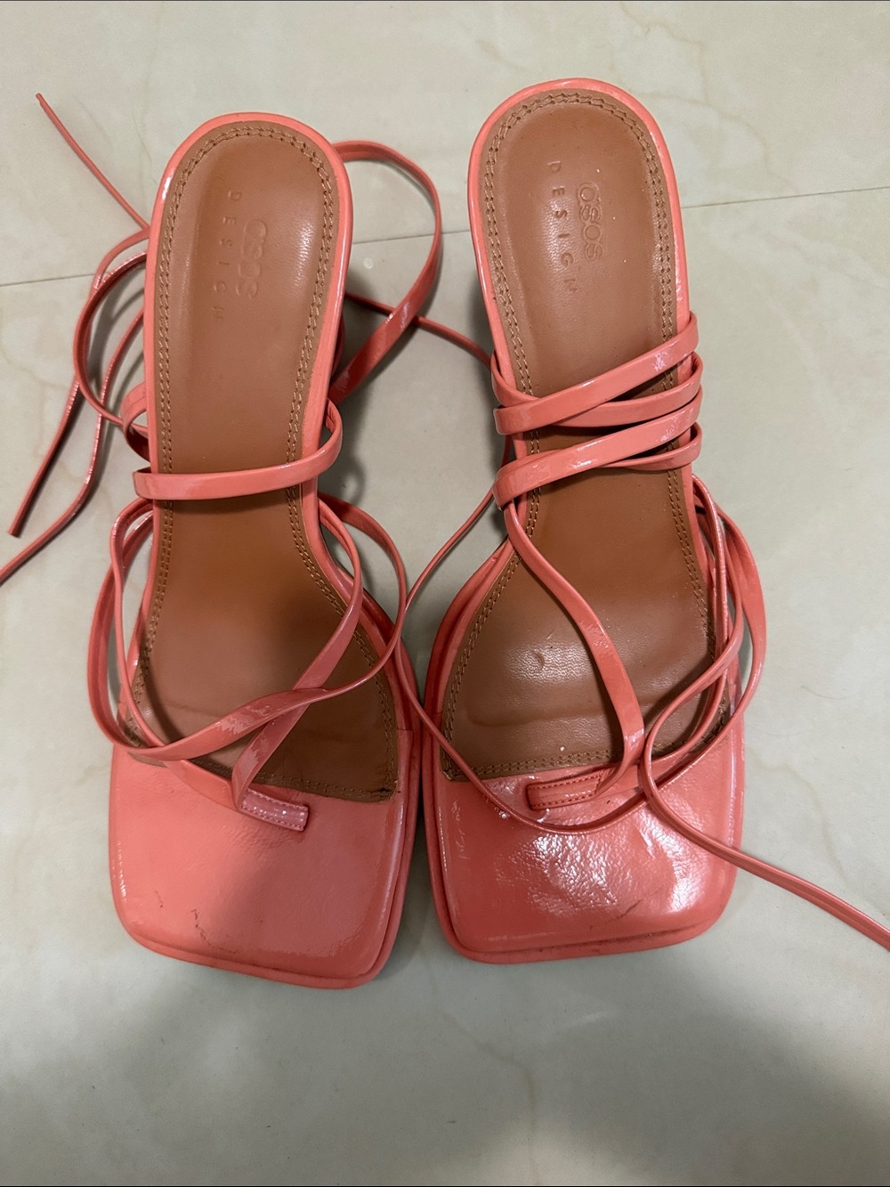 ASOS Coral Strappy Square-Toe Heeled Sandals size 40